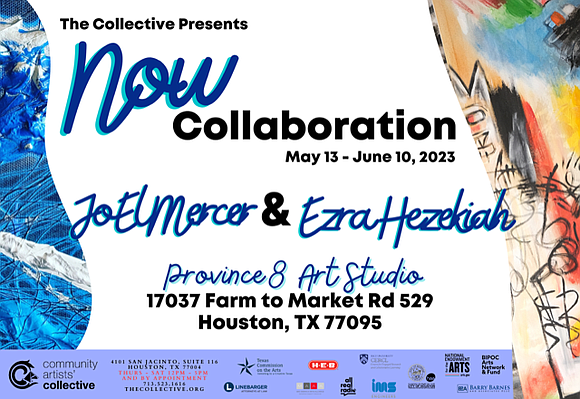 The Community Artists’ Collective opens its May exhibition, “Now Collaboration,” at the Province 8 Art Studio, 17037 FM Road 529 …