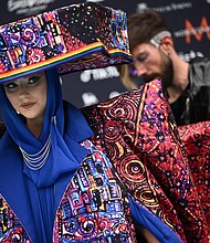 Albania's singer Ronela Hajati arrives for the opening ceremony of the Eurovision Song Contest in 2022.
Mandatory Credit:	Marco Bertorello/AFP/Getty Images