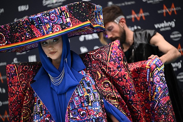 Albania's singer Ronela Hajati arrives for the opening ceremony of the Eurovision Song Contest in 2022.
Mandatory Credit:	Marco Bertorello/AFP/Getty Images