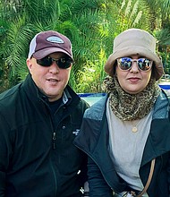 Hicham Al-Hazbari, left, and his wife, Najah Ibrahimi, after moving to the United States.