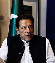 Pakistan's Supreme Court ruled on Thursday that the arrest of former Prime Minister Imran Khan, pictured here on March 17, was unlawful.
Mandatory Credit:	Akhtar Soomro/Reuters