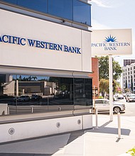Following the collapse of First Republic Bank, PacWest said it saw a rush of withdrawals. Pictured is a Pacific Western Bank branch in Encino, California, on April 22.
Mandatory Credit:	Morgan Lieberman/Bloomberg/Getty Images