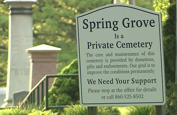 A family is concerned over the conditions at Spring Grove cemetery saying there’s trash, the grass isn’t cut, and in some sections, tree branches have fallen on graves.
Mandatory Credit:	WFSB