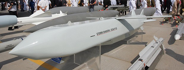 The United Kingdom has supplied Ukraine with multiple Storm Shadow cruise missiles - pictured here at a Dubai Air Show in 2005.
Mandatory Credit:	Rabih Moghrabi/AFP/Getty Images