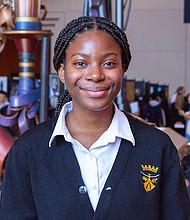 Tenth-grade St. Agnes Academy student Kyra Ezikeuzor poses for a photo before a Scholastic Art & Writing Awards ceremony held at the Wortham Theater Center, May 3, 2023.
