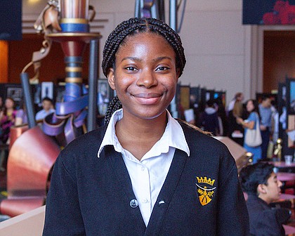 Tenth-grade St. Agnes Academy student Kyra Ezikeuzor poses for a photo before a Scholastic Art & Writing Awards ceremony held at the Wortham Theater Center, May 3, 2023.