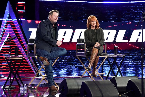 (From left) Blake Shelton and Reba McEntire on 'The Voice.'
Mandatory Credit:	Tyler Golden/NBC/Getty Images