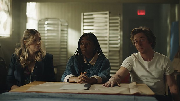 (From left) Abby Elliot, Ayo Edebiri and Jeremy Allen White in Season 2 of 'The Bear.'
Mandatory Credit:	FX