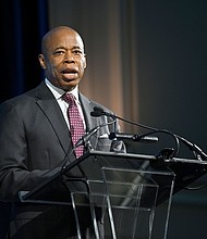 A New York state supreme court judge has granted a temporary restraining order blocking New York Mayor Eric Adams, here on May 1, from sending asylum seekers to nearby Orange County in his bid to ease the influx of migrants arriving in his city.
Mandatory Credit:	Roy Rochlin/Getty Images for Literacy Partners/FILE