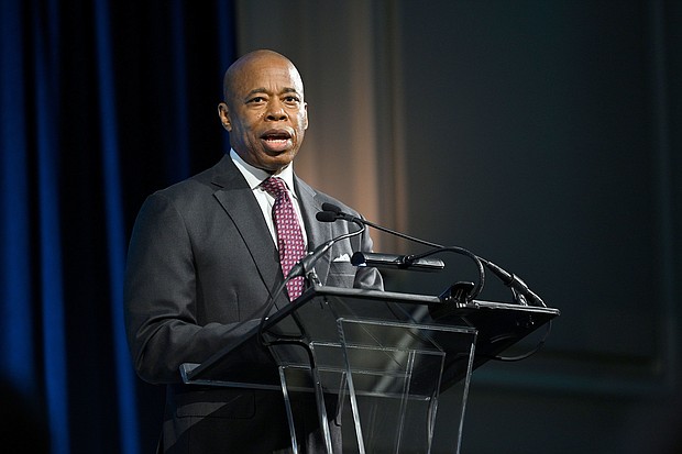 A New York state supreme court judge has granted a temporary restraining order blocking New York Mayor Eric Adams, here on May 1, from sending asylum seekers to nearby Orange County in his bid to ease the influx of migrants arriving in his city.
Mandatory Credit:	Roy Rochlin/Getty Images for Literacy Partners/FILE