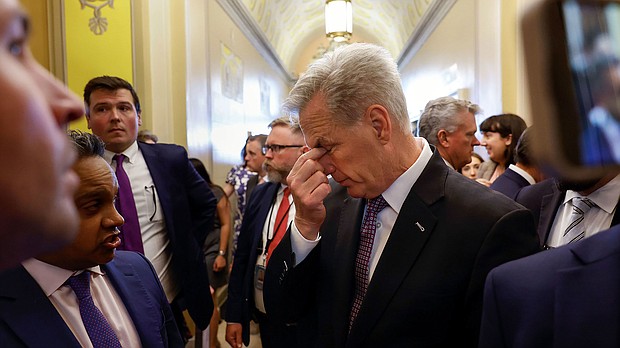 Speaker of the House Kevin McCarthy talks to reporters at the U.S. Capitol on May 17 in Washington, DC.
Mandatory Credit:	Kevin Dietsch/Getty Images