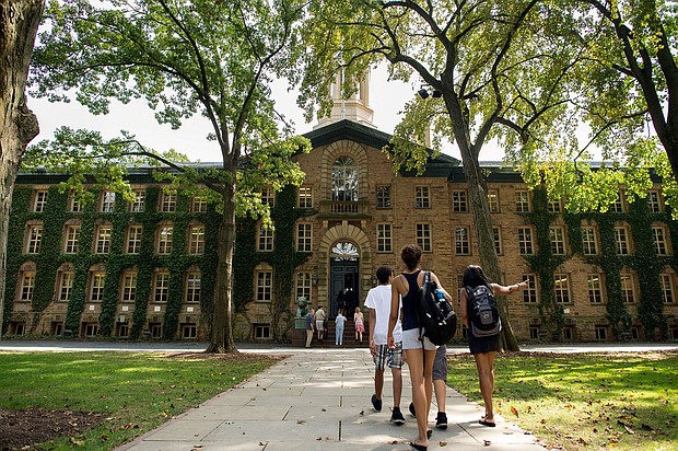 According to the 2022-2023 rankings, Princeton is rated No. 1 among national universities.
Mandatory Credit:	Craig Warga/Bloomberg/Getty Images