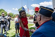 Lt. Gov. Winsome Earle-Sears greets veterans during last year's Memorial Day Ceremony.