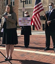 Pacific Legal Foundation Attorney Erin Wilcox speaks at a news conference outside the federal courthouse on March 10, 2021, in Alexandria, Va., where her organization filed a lawsuit against Fairfax County’s School Board, alleging discrimination against Asian Americans over its revised admissions process for the elite Thomas Jefferson High School for Science and Technology.
A divided federal appeals court on Tuesday, May 23, 2023, upheld the constitutionality of a new admissions policy at the elite public high school in Virginia that critics say discriminates against highly qualified Asian Americans.