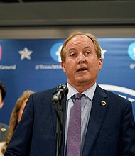 Texas Attorney General Ken Paxton reads a statement at his office in Austin, Texas, on May 26.
Mandatory Credit:	Eric Gay/AP/File