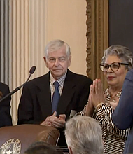 Rep. Senfronia Thompson on the Speaker's lectern