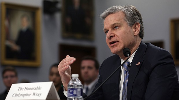 FBI Director Christopher Wray testifies during a hearing on Capitol Hill on April 27 in Washington.
Mandatory Credit:	Alex Wong/Getty Images