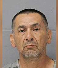 Raul Meza Jr., 62, pictured on May 29, called police on May 24 and confessed to killing his 80-year-old roommate, Jesse Fraga, and implicated himself in the killing of 66-year-old Gloria Lofton in 2019, Austin Police Department officials said at a  news conference.
Mandatory Credit:	Austin Police Department/AP