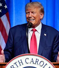 Former President Donald Trump speaks during the North Carolina Republican Party Convention in Greensboro, N.C., Saturday, June 10, 2023. ((AP Photo/George Walker IV, File))