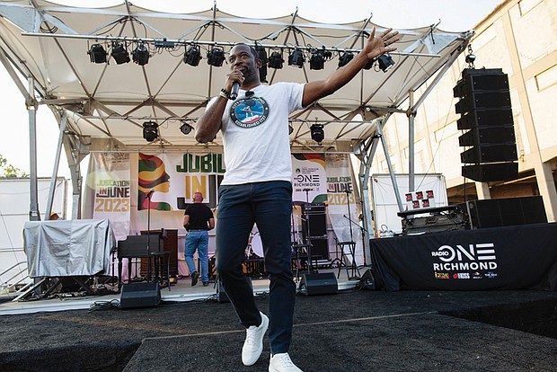 Mayor Levar M. Stoney welcomes Richmonders to “June Jubilations,” the city’s Juneteenth celebration on June 18 on the banks of the James River on Wharf Street.