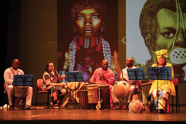 Elegba Folklore Society drummers celebrate during at the Virginia Museum during the Juneteenth weekend.