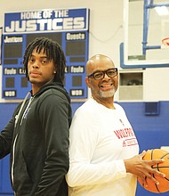 Dennis Parker Sr. and his son, Dennis Parker Jr., are both athletic standouts in the history of John Marshall High School. The elder Parker played football at JM from
1985 to 1988 under Coach Lou Anderson and at Virginia Union University under Coach Joe Taylor. Parker Jr. helped lead JM’s team to the 2023 state title for the third year in which the team has played since COVID-19. The younger Parker was named high school basketball player of the year in Virginia and will play for North Carolina State University.