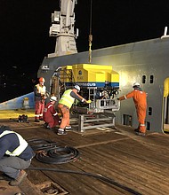 The spokesperson for Pelagic Research Services verified that their remotely operated vehicle, which conducted the initial search for the submerged OceanGate vessel on the ocean floor, successfully discovered the field of debris.
Mandatory Credit:	Pelagic Research Services