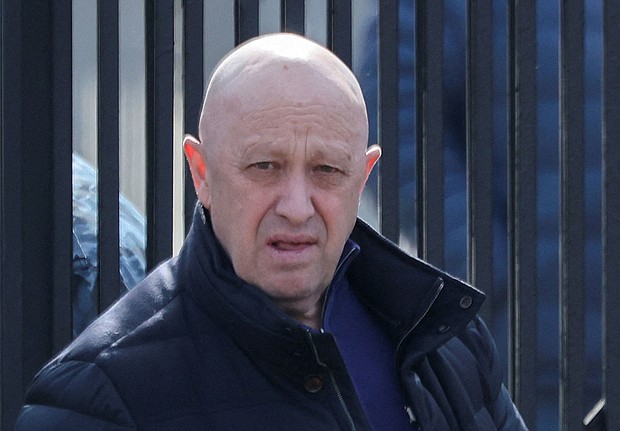 Founder of Wagner private mercenary group Yevgeny Prigozhin leaves a cemetery before the funeral of a Russian military blogger who was killed in a bomb attack in a St Petersburg cafe, in Moscow, Russia, on April 8.
Mandatory Credit:	Yulia Morozova/Reuters