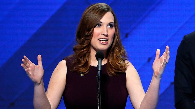 Sarah McBride speaks during the final day of the Democratic National Convention in Philadelphia on July 28, 2016.
Mandatory Credit:	J. Scott Applewhite/AP