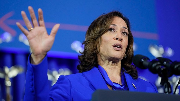 Vice President Kamala Harris speaks about reproductive rights during an event in Washington, on June 23.
Mandatory Credit:	Susan Walsh/AP