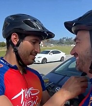 Luke Leonhard and Manuel Cardona aren't avid cyclists. But have found joy in training, connecting, and growing closer to other riders as part of the AIDS/LifeCycle.
Mandatory Credit:	KPIX