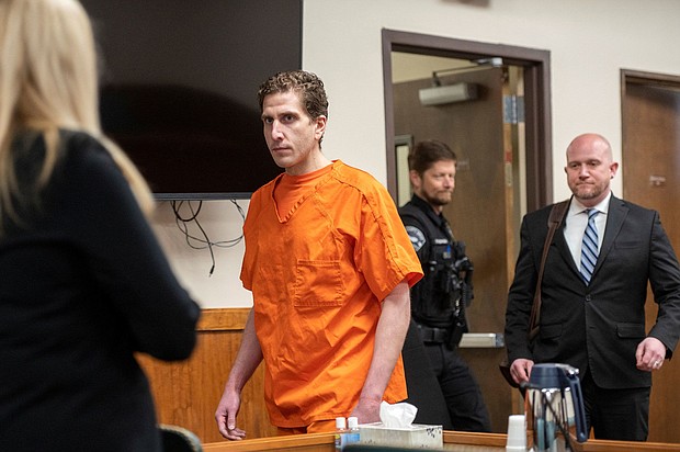 Bryan Kohberger enters the courtroom for his arraignment hearing in Latah County District Court in Moscow, Idaho.
Mandatory Credit:	Zach Wilkinson/Pool/Reuters