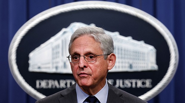Attorney General Merrick Garland speaks at a press conference at the U.S. Department of Justice on on October 24, 2022 in Washington, DC.
Mandatory Credit:	Kevin Dietsch/Getty Images/File
