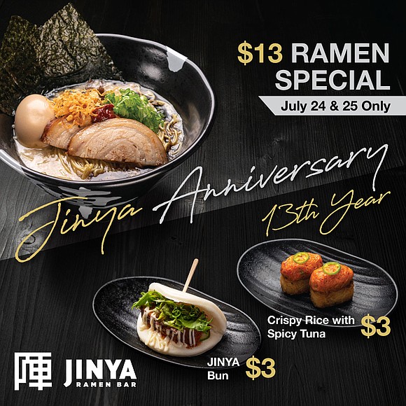 Break out the party hats and streamers, because JINYA Ramen Bar is turning 13 years old and commemorating that milestone …