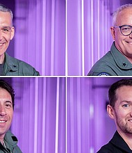 Clockwise from top left to right are Walter Villadei, Angelo Landolfi, Colin Bennett and Pantaleone Carlucci. The group is set to launch Thursday on a research mission to the edge of space.
Mandatory Credit:	Virgin Galactic