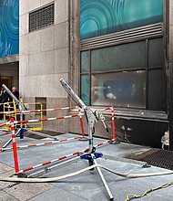 A smoke damaged Tiffany & Co. store on Fifth Avenue in New York on Thursday, June 29. Smoke that billowed outside Tiffany's New York flagship location on Thursday morning was from a transformer that caught fire underneath the sidewalk, according to the city's fire department.
Mandatory Credit:	Jeenah Moon/Bloomberg/Getty Images