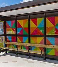 New bus shelter artwork at Main @ 43rd.
