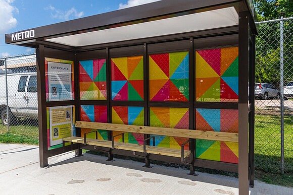 New bus shelter artwork at Main @ 43rd.