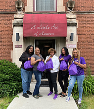 Members of the National Council of Negro Women Chicago Central Section giving donations to a men’s shelter during Father’s Day. PHOTO PROVIDED BY NCNW.