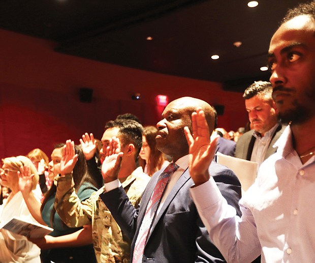 U.S. Court of Appeals Fourth Circuit Chief Judge Roger L. Gregory administered the Oath of Allegiance to 74 individuals, including Mr. Ackaah, from 35 countries.