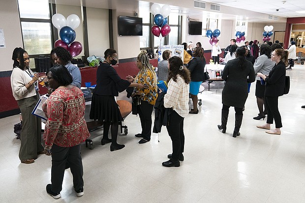 Job applicants gather at William Penn School District's teachers job fair in Lansdowne, Pennsylvania, on May 3.
Mandatory Credit:	Matt Rourke/AP