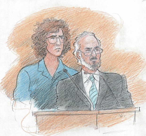 Patrick Crusius, left, and defense attorney Joe Spencer Jr., listen to US District Judge David Guaderrama at a sentencing hearing Wednesday, July 5, 2023.
Mandatory Credit:	Nacho Garcia, Jr.