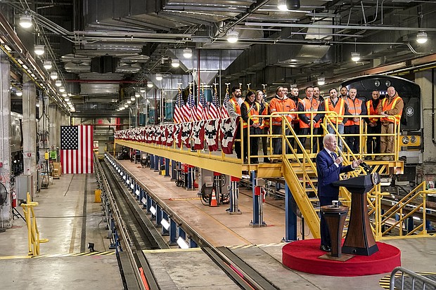 President Joe Biden speaks at the construction site of the Hudson Tunnel Project, January 31, 2023, in New York.
Mandatory Credit:	John Minchillo/AP
