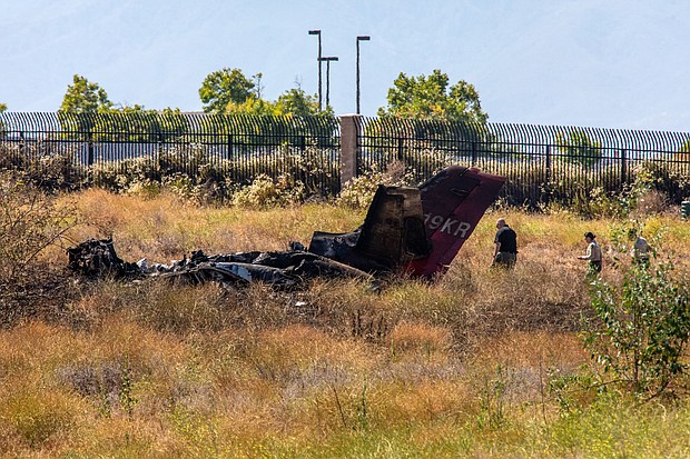 A private jet crashed near in a field in Murrieta, California, killing all six people on board.
Mandatory Credit:	Irfan Khan/Los Angeles Times/Getty Images