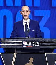 NBA commissioner Adam Silver speaks during the first round of the 2023 NBA Draft at Barclays Center on June 22 in the Brooklyn borough of New York City. The NBA has unveiled the format and groups for its in-season tournament set to debut next season.
Mandatory Credit:	Sarah Stier/Getty Images