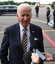 President Joe Biden, seen here, in Lithuania on July 12, is in Helsinki, Finland, for a summit with Nordic leaders, offering an opportunity for the countries to bolster security cooperation amid threats from Russia and China.
Mandatory Credit:	Andrew Caballero-Reynolds/AFP/Getty Images