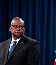 US Defense Secretary Lloyd Austin said Republican Sen. Tommy Tuberville’s holds on hundreds of senior military nominations are a “national security issue.”
Mandatory Credit:	Sarah Silbiger/Getty Images