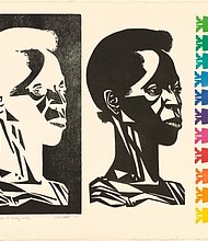 Elizabeth Catlett, “There is a Woman in Every Color,” 1975. Color linoleum cut, screenprint, and woodcut on Arches paper. Collection of Bowdoin College Museum of Art