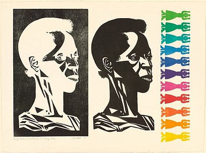 Elizabeth Catlett, “There is a Woman in Every Color,” 1975. Color linoleum cut, screenprint, and woodcut on Arches paper. Collection of Bowdoin College Museum of Art