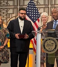 Houston City Councilwoman Tiffany Thomas, Mo, and Mayor Sylvester Turner